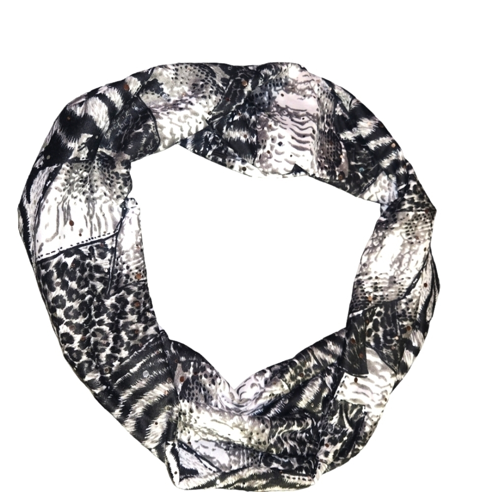 Animal print infinity scarf with sequins